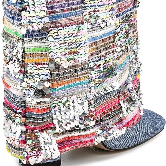 Women's sequined cowboy high boots - Picture 6 of 10